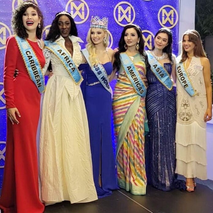 MissNews When the Indian saree represents America at the Miss World