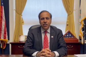 Rep. Raja Krishnamoorthi, D-Illinois, calling out former President Trump for comments on Nikki Haley, GOP candidate for president. PHOTO videograb X @CongressmanRaja