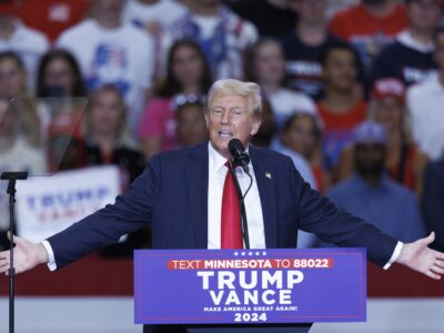 Republican presidential nominee Donald Trump speaks onstage during a rally over the weekend in St. Cloud, Minn. MUST CREDIT: Tom Brenner for The Washington Post