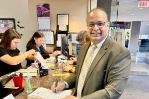 Ashfaq Syed, Naperville City Council candidate turned in the petition at Naperville City Council this morning of Oct. 21, 2024. PHOTO: Courtesy Syed campaign