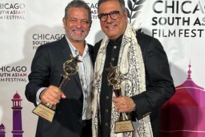 Actor-Director-Producer-Writer Boman Irani (on the right) with co-writer Alexander Dinelaris Jr. of the Oscar winning screenplay for the ‘Birdman’ won the Best Feature Film award at the world premier of ‘The Mehta Boys’ at the Chicago South Asian Film Festival on September 20, 2024. PHOTO: CSAFF