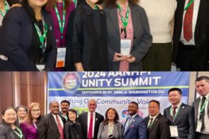 Photo above: New York Congresswoman Grace with AAUC officials. Below: Ohio Congressman Brad Wenstrup with AAUC officials and delegates from Suffolk County Police Department Asian Jade Society. Rep. Wenstrup and Asian Jade Society Vice President Thomas Joy served together at the Iraq war. PHOTO: GOPIO