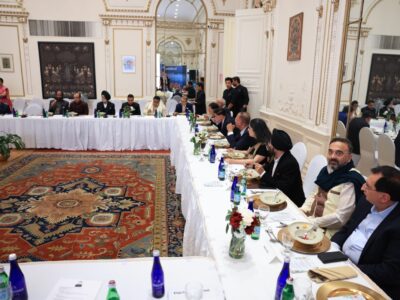 Above and below, a parliamentary delegation from India met with Indian American leaders at the Indian Consulate in New York Nov. 7, 2024, PHOTO: ITV Gold.