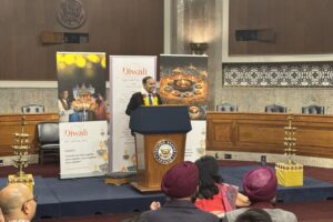 Congressman Raja Krishnamoorthi, D-Illinois, was one of several lawmakers who spoke at the Diwali on Capitol Hill event co-hosted by Hindu American foundation BAPS Swaminarayan Sanstha and other organizations, November 13, 2024. PHOTO: Courtesy HAF