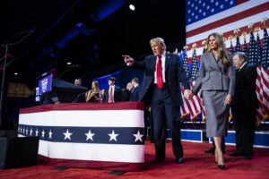 Donald Trump and wife Melania after he was declared the winner of the presidential election Wednesday. MUST CREDIT: Jabin Botsford/The Washington Post