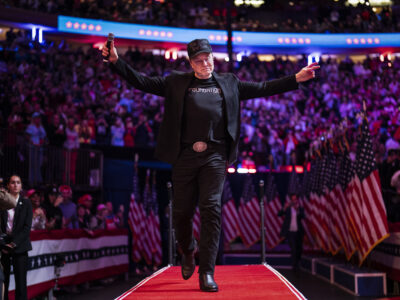 Elon Musk walks out to speak at a campaign rally for Donald Trump at Madison Square Garden in New York on Oct. 27. MUST CREDIT: Jabin Botsford/The Washington Post