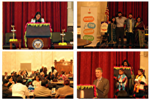 Collage of photos from the Hindus For Human Rights Diwali celebration on Capitol Hill. PHOTO: Courtesy HfHR